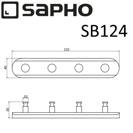 Крючки SAMBA для полотенец, 4 крючка на планке, хром, Sapho, артикул SB124