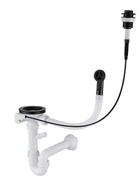 GRANFESTСифон одинарный 3 1/2" черный  п/авт с круглым переливом и отводом  арт. GF-