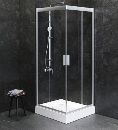 W90G-403-090MT Gem душ.ограждение 90х90 квадрат,стекло прозрачное,профиль мат. серебро, без поддона