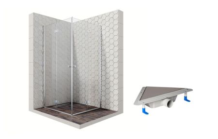 Душевой уголок Ambassador Diamond 12011109-ST7, квадратный, угловой трап, 90х90, артикул 12011109-ST7