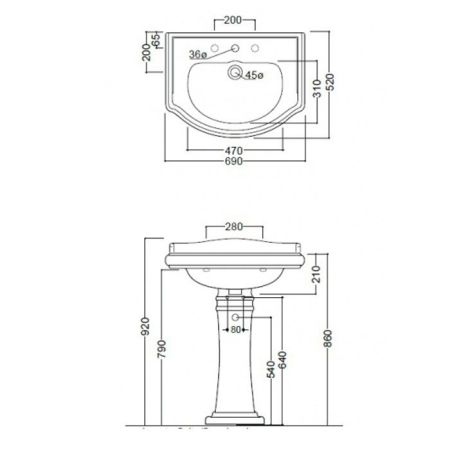 KERASAN Retro 69, раковина 69*52см с 1 отв., цвет: белый, артикул 104601*1