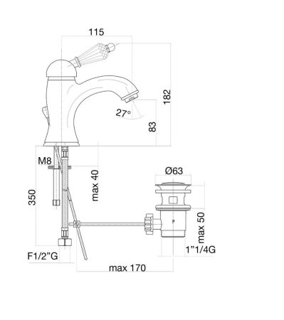 Смеситель для раковины Fiore IMPERIAL-SKY  (SWAROVSKI®) 82CO5221, хром/золото, артикул 82CO5221