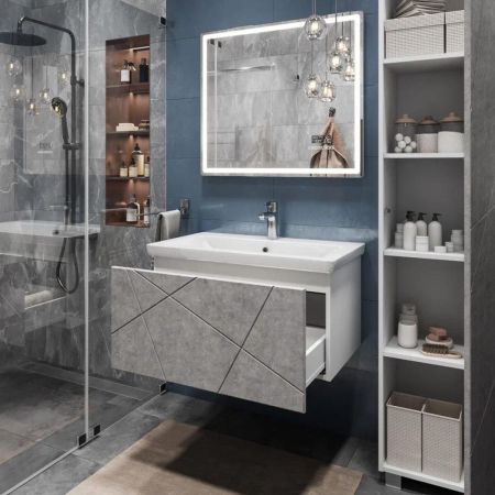 Тумба под раковину подвесная VIGO Geometry 035 бетон, 80 см, артикул 035 бетон