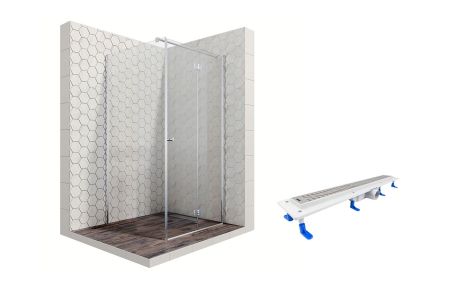 Душевой уголок Ambassador Diamond 12011105R-ST6, квадратный, линейный трап, 90х90