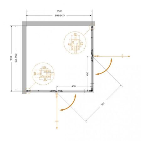 LINER-A-2-100-C-Cr Душевой уголок, артикул LINER-A-2-100-C-Cr