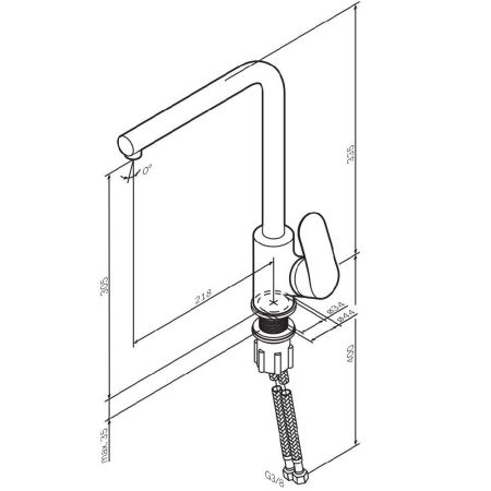 F8005022 Like, смеситель для кухни L-образный излив, черный, шт., артикул F8005022