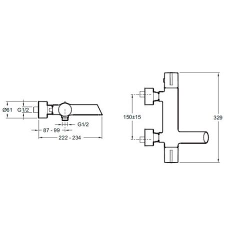 Термостат для ванны с душем JACOB DELAFON TOOBI E8992-CP (хром, L-22,2), шт, артикул E8992-CP