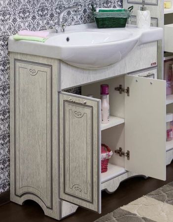 Тумба для раковины Sanflor Адель 82 R Н0000001073 Белая с патиной Серебро