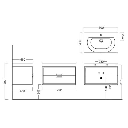 Тумба CANALETTO подвесная с ящиками 80, белая матовая
