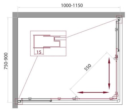 Душевой уголок BelBagno UNIQUE-AH-2-100/115-75/90-P-Cr, артикул UNIQUE-AH-2-100/115-75/90-P-Cr