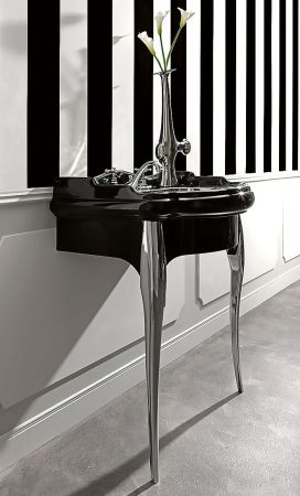 KERASAN Retro 73, раковина 73*54см с 3 отв., цвет: черный глянцевый, артикул 104704 nero*3