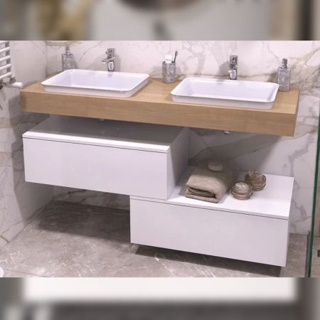 Тумба подвесная без столешницы Velvex Unit tp.UNI.80.1Y белый глянец, 80 см, артикул tp.UNI.80.1Y белый глянец