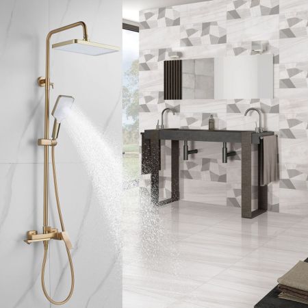 Душевая система Shevanik S4436G, золотой сатин