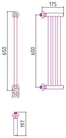 Полотенцесушитель водяной "Хорда ПП" 600х195 (БЕЛЫЙ)