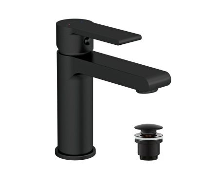 Смеситель для раковины Cersanit BRASKO BLACK однорычажный черный клик клак (63107), артикул 63107