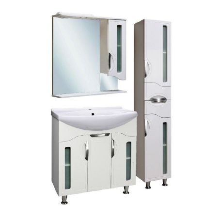 Зеркало со шкафом Runo Толедо 75 4620750023478 с подсветкой Белое, артикул 4620750023478