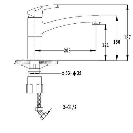 Смеситель для кухни GranFest 2523, черный, артикул 2523 черный