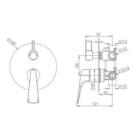 Смеситель для душа Raglo R07.273, хром