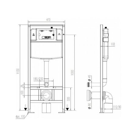 Инсталляция для подвесного унитаза Maretti AC11P4769, без клавиши, артикул AC11P4769