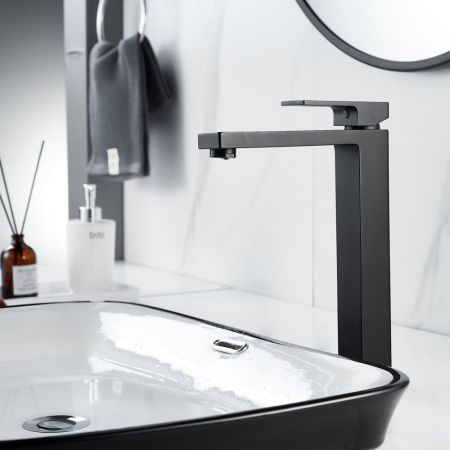 Смеситель для раковины высокий  Raffine F1196H, черный, артикул F1196H