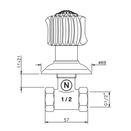 Nicolazzi Onice Вентиль запорный 1/2”, цвет: хром