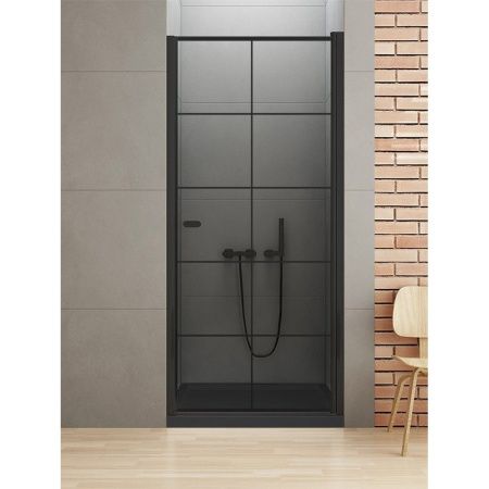 Дверь в нишу NEW TRENDY NEW SOLEO BLACK одинарная 90x195 D-0277A (черный)
