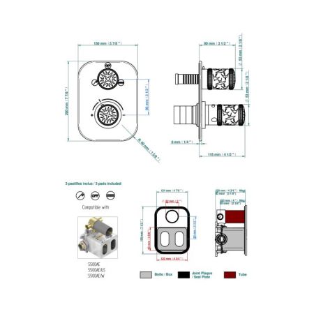 THG Встраиваемая часть термостатического смесителя, с переключателем на 2 положения