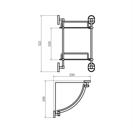 Полка стеклянная угловая FASHUN A1907-2, хром, артикул A1907-2