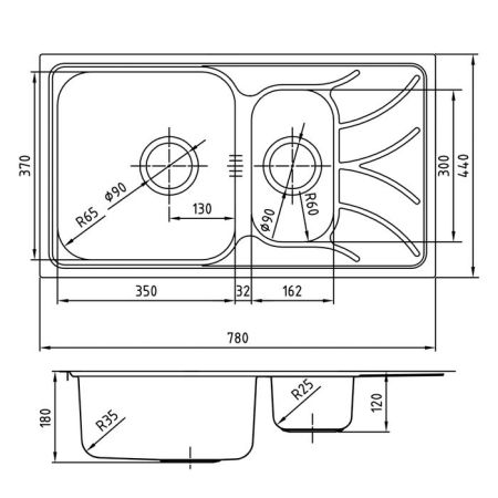 Кухонная мойка IDDIS 780*440, Arro S (ARR78S1i77), артикул ARR78S1i77
