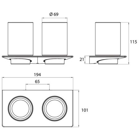 Emco Art Двойной держатель стаканов , стаканы хрустальное стекло прозрачное, цвет хром