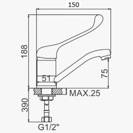 Смеситель для кухни с хирургической ручкой D-Lin D151427, хром, артикул D151427