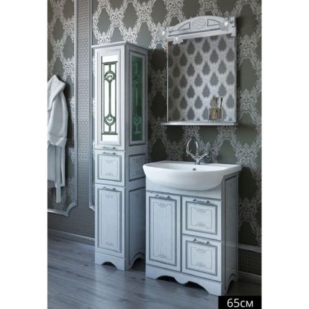 Зеркало Sanflor Адель 65 Н0000000552 Белое с патиной Серебро