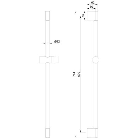 Душевая штанга WONZON & WOGHAND, Брашированное золото (WW-SL03-BG)