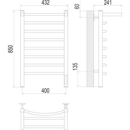 Полотенцесушитель электрический с полкой Terminus Классик П8 40х85, артикул 4670078531407