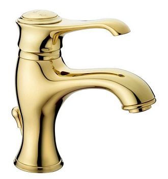 Emmevi Tiffany, однорычажный смеситель для раковины (излив 12 см), с донным клапаном, цвет золото