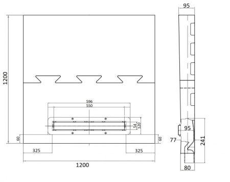 Душевой поддон под плитку Confluo Board UNI 1200 со встроенный лотком Frameless Line 550