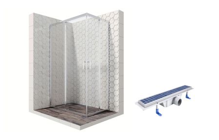 Душевой уголок Ambassador Kingston 14011101-ST4, прямоугольный, линейный трап, 120х80, артикул 14011101-ST4