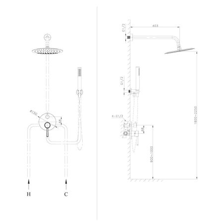Душевая система встраиваемая Raiber RPB-005, черный, артикул RPB-005