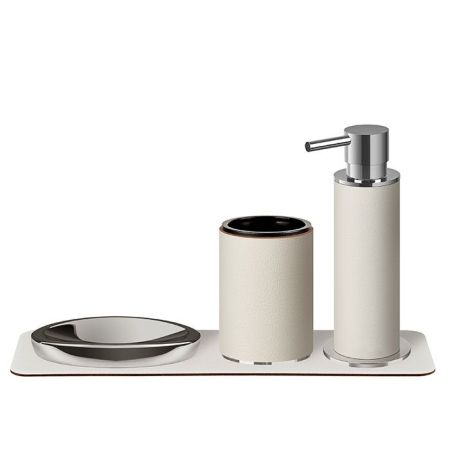 ADJ Стакан для зубных щеток, D7xH10 см., цвет:chrome/белый, артикул 4941.chrome/10