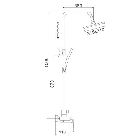 Душевая система Rose R1836T-6, пепельный