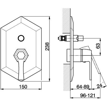 CISAL Cherie Внешняя часть встраиваемого однорычажного смесителя для ванны/душа, цвет золото розовое/черный матовый, артикул CH0021007E