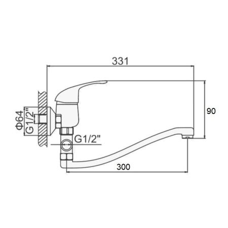 Смеситель для ванны D-Lin D140628, хром