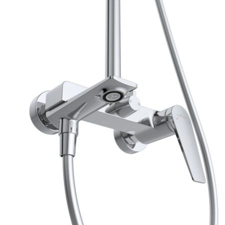 LINER-CVD-GM Душевая стойка со смесителем и изливом, исполнение оружейная сталь, артикул LINER-CVD-GM