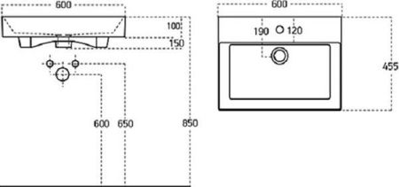 Раковина для тумбы Sanovit Slim Synergy 60 17060, артикул 17060-KL