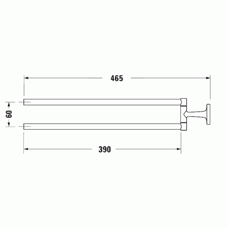 Duravit Starck T Полотенцедержатель двойной, настенный 465мм, цвет: Stainless steel Brushed, артикул 0099417000