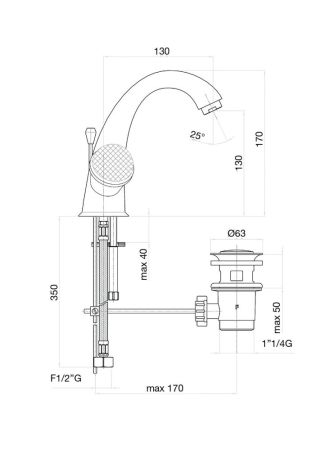 Смеситель для раковины Fiore XT SKY (SWAROVSKI®) 17OO0623, золото, артикул 17OO0623