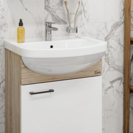 Тумба Onika Эко 52 Black напольная, белая/дуб сонома (ум. Акватон 52), артикул 105208