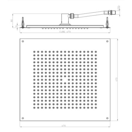 BOSSINI DREAM-CUBE  Верхний душ 470 x 470 mm, цвет: сатинированная нержавеющая сталь, артикул H38459.075