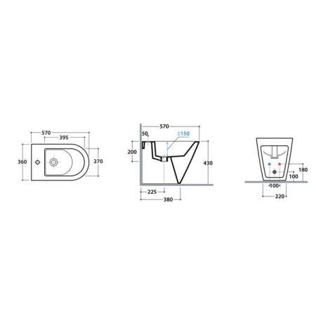 GLOBO Forty3 Биде напольное пристенное с 1 отв.  570х430 см, цвет: белый, артикул FO009.BI*1