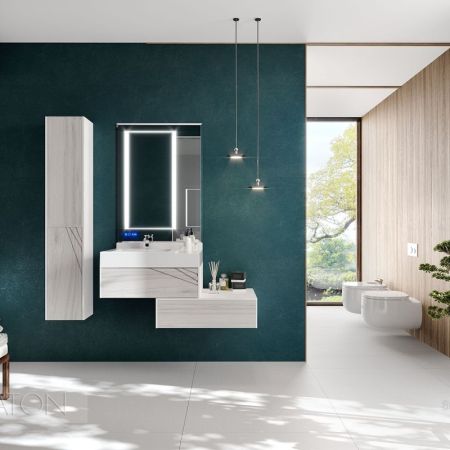 Тумба под раковину Акватон Сакура 80 1A236401SKW80 подвесная Ольха наварра Белый глянец, артикул 1A236401SKW80